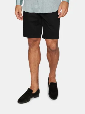 Black Summer Pleated Cotton Shorts